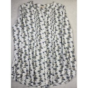 Jane and Delancey Womens M Rayon Floral Blouse Pintuck Button Front Lightweight